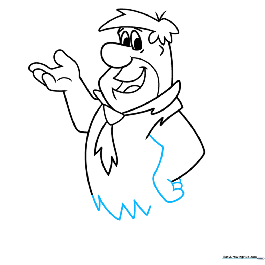Drawing showing Fred Flintstone's arm on his hip and the hem of his tunic.