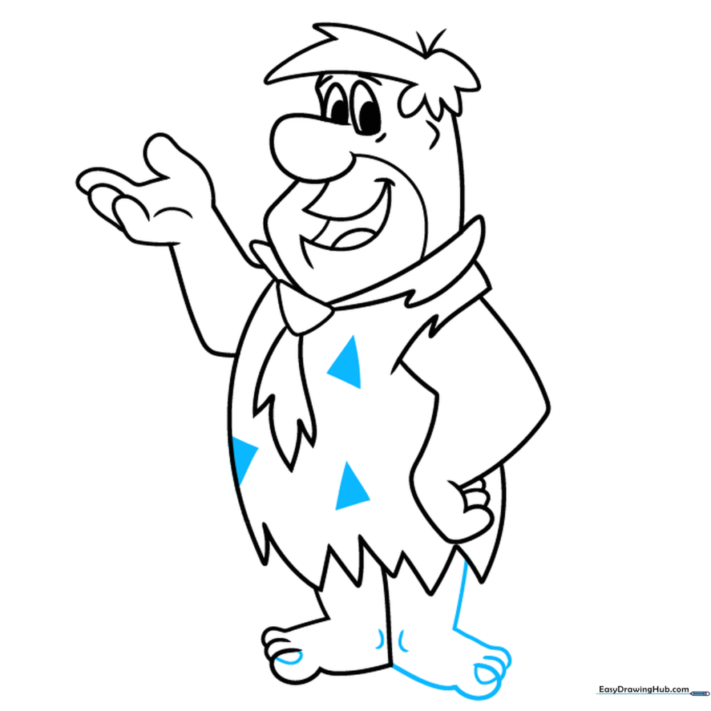 Final line art of Fred Flintstone with spots and toenail details.