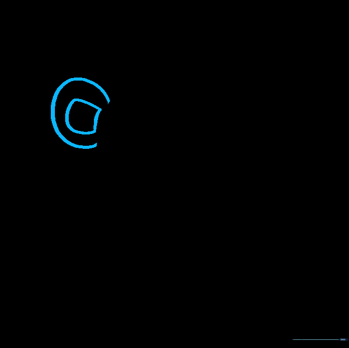 Line art showing the completion of the second ear on the opposite side of the head.