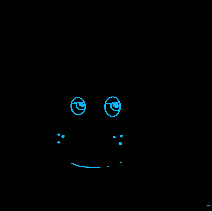 Detailed line art showing the completed eyes, pupils, and mouth interior.