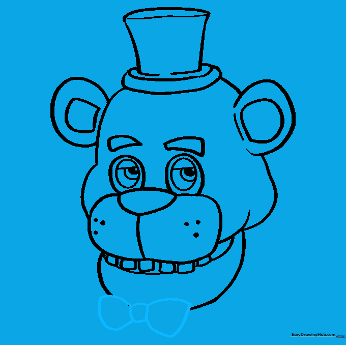 Line art showing the addition of the bowtie and the clean final outline.