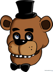 A vibrant, finished drawing of Freddy Fazbear, showcasing the completed character design.
