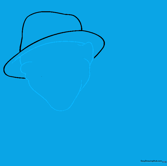 Outline of Freddy Krueger's head shape showing the brow, cheek, and chin contours.