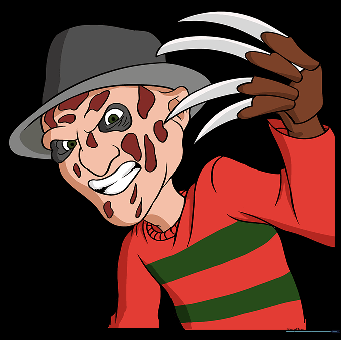 The finished, colored drawing of Freddy Krueger.
