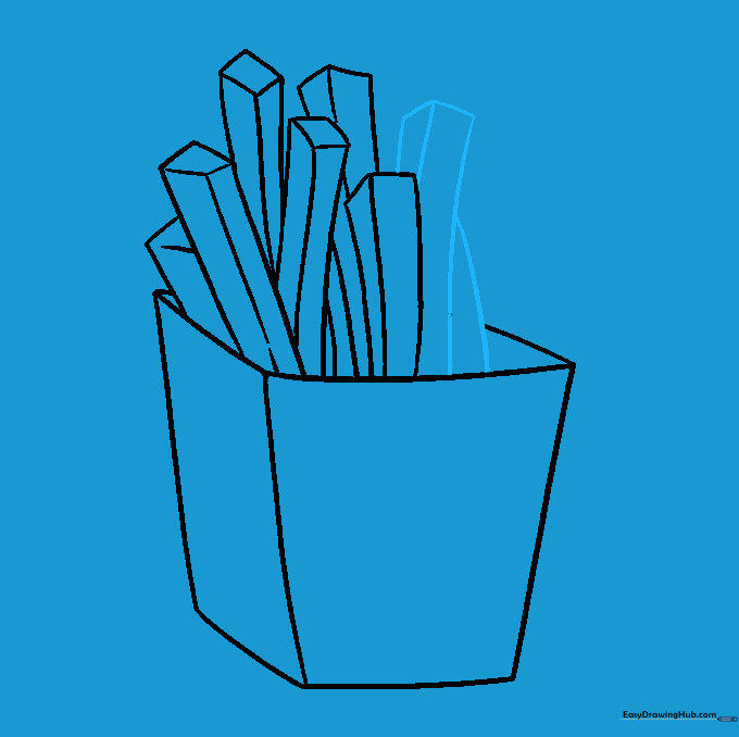 Adding additional fries and cleaning up the sketch by erasing hidden guide lines.