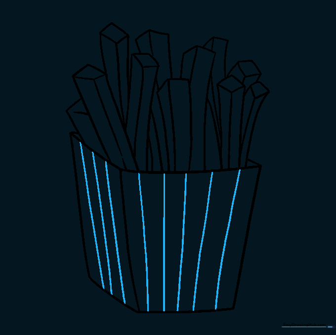 Adding vertical stripes to the fry box for detail and character.