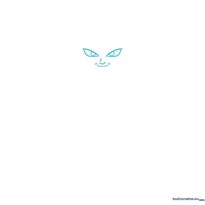 Close-up sketch of Frieza's eyes and nose showing the initial facial structure.