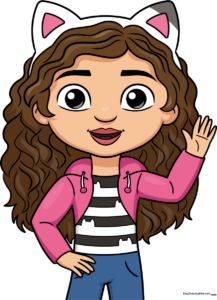 Colorful, finished illustration of Gabby from Gabby's Dollhouse, perfect for kids to reference.