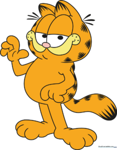 A colorful, finished drawing of Garfield the cat, ready for display.