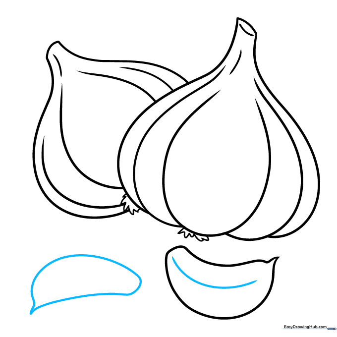 Adding detail lines to the loose garlic cloves.