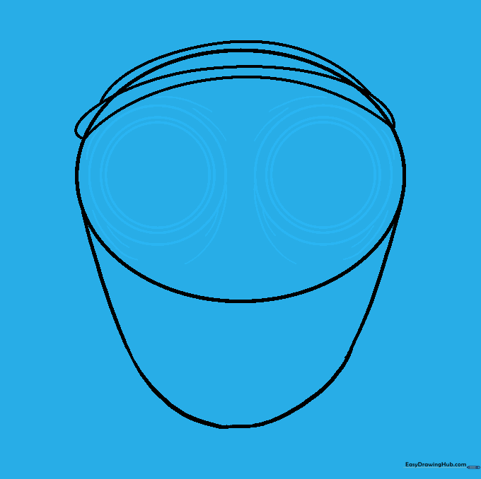 Two large eye lenses drawn on the mask with added texture lines around the frames.