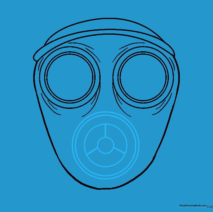 A detailed respirator filter added to the mouth area of the mask.