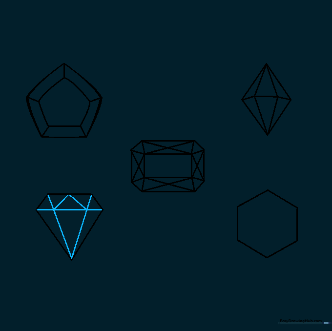 Constructing the final gem using triangles and horizontal lines for a sharp, cut appearance.