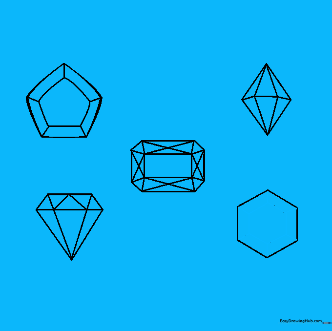 Drawing a smaller hexagon inside the larger one to create a multi-layered gemstone effect.