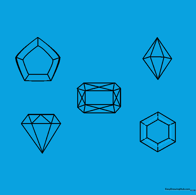 Adding final detail lines to the gemstone facets to enhance the cut appearance.