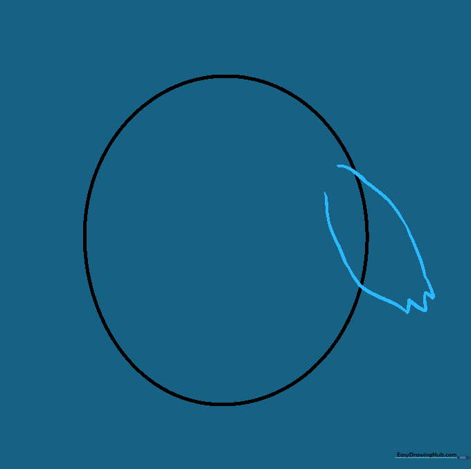 Drawing the first arm on the left side of the oval using curved lines and a W-shaped hand.