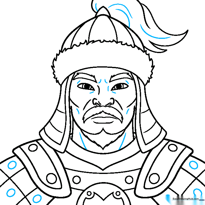 Finalizing the drawing with clean ink lines.
