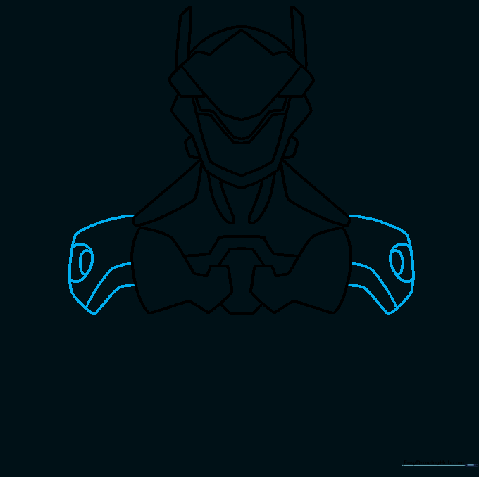 Adding depth to the shoulder armor with oval accents.
