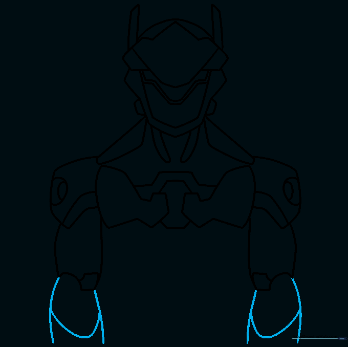 Drawing the lower arm armor with U-shaped bands.
