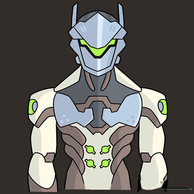 The completed and colored Genji drawing.