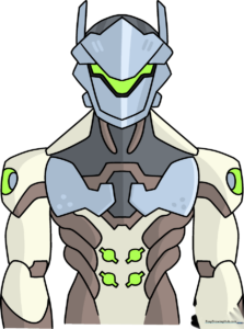 Finished illustration of Genji from Overwatch, showcasing the final colored result.