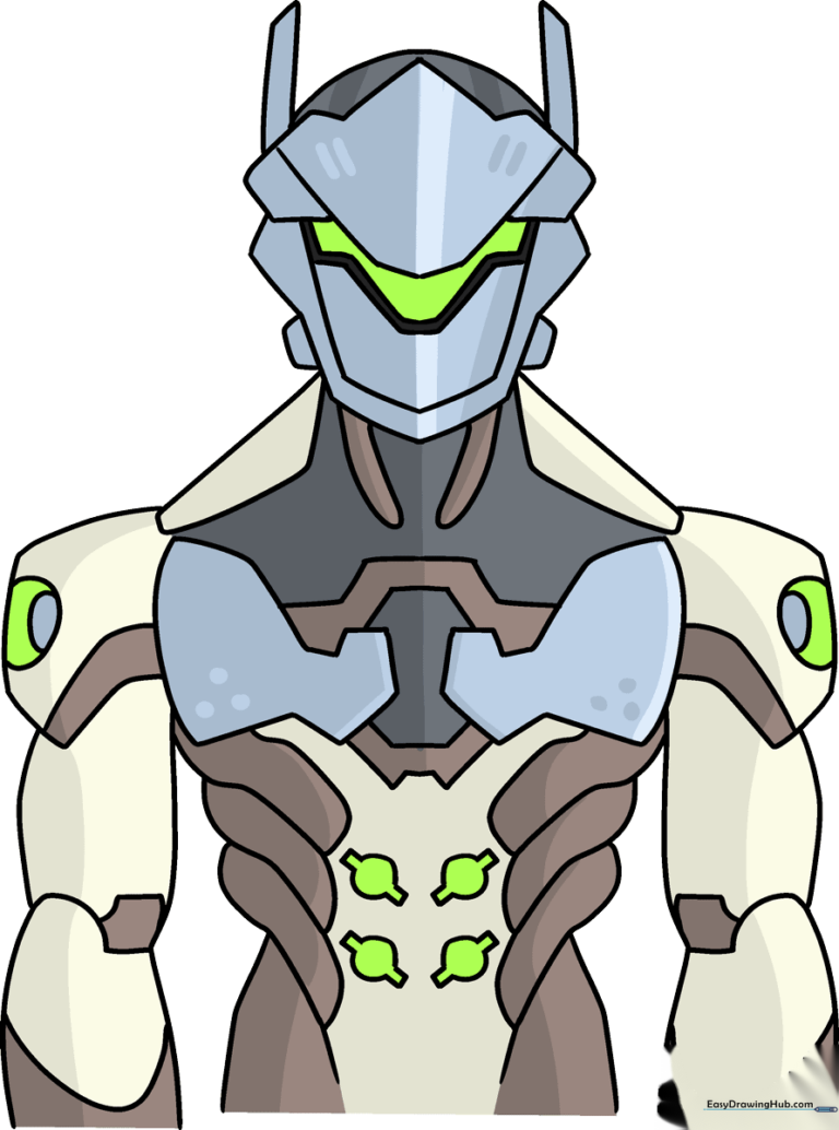 Finished illustration of Genji from Overwatch, showcasing the final colored result.