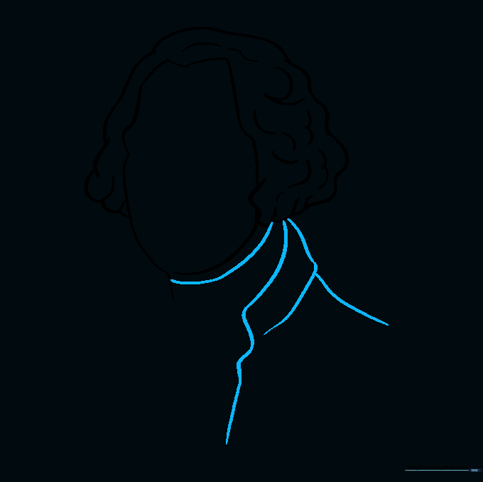 Adding the shirt collar and jacket lapels to the George Washington drawing.