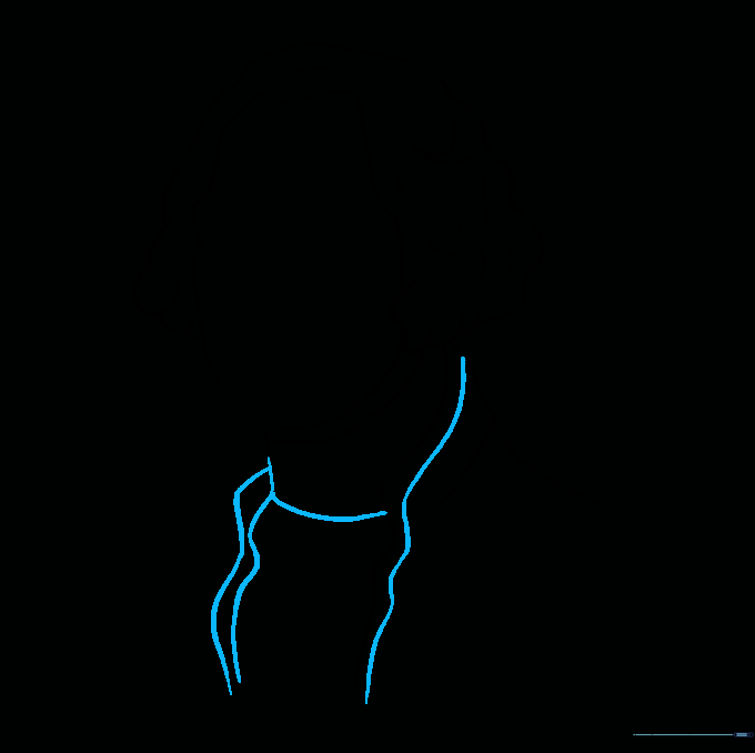 Continuing the jacket outline with wavy lines to show fabric folds.