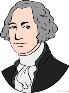 A finished, colored illustration of George Washington, ideal for history-themed art projects.