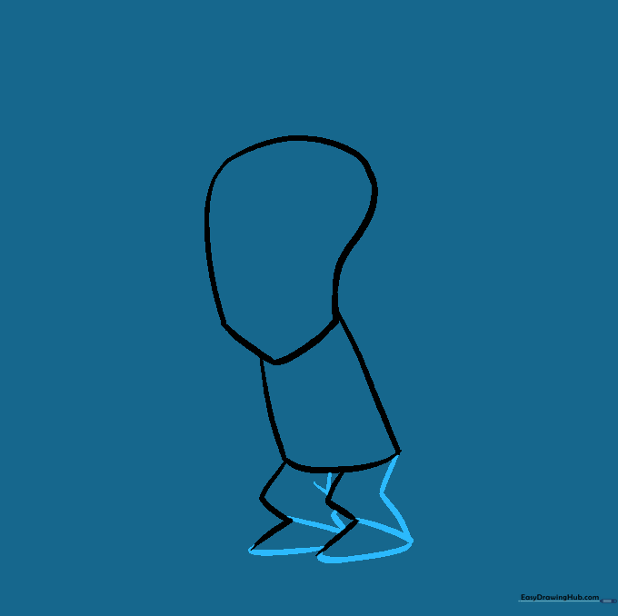 Adding volume to the legs and defining the boot shapes.