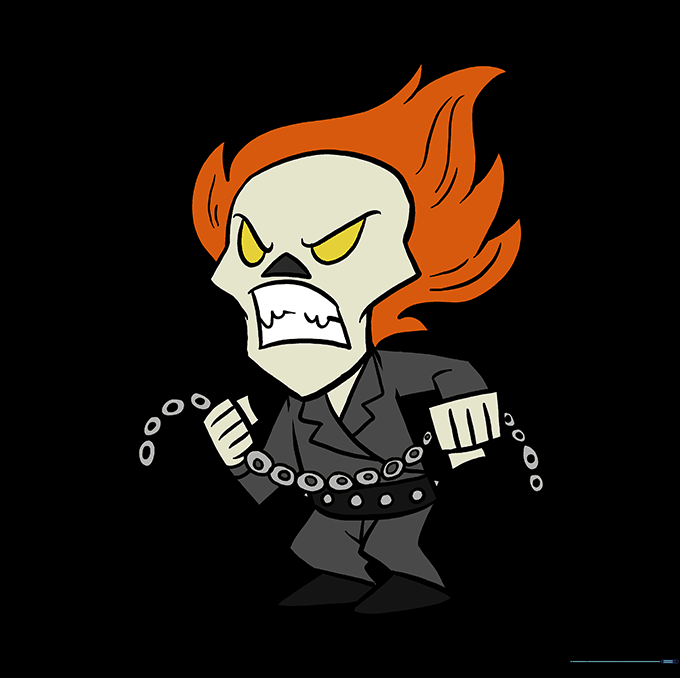 Final colored version of the Ghost Rider drawing.