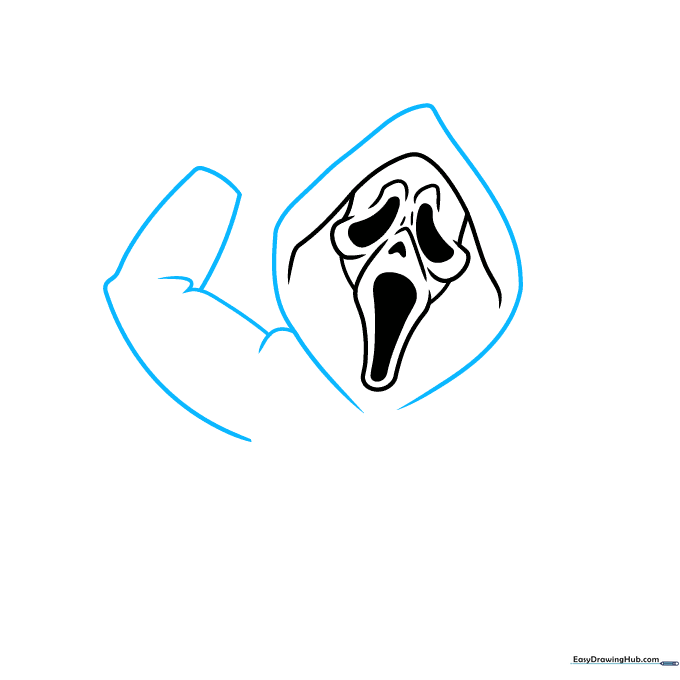 Adding the hood structure and the beginning of the arm gesture.