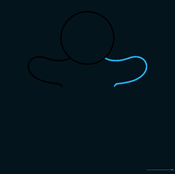 A second U-shaped line added to the left side of the circle to mirror the first arm.