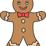 A colorful, finished illustration of a happy gingerbread man, perfect for holiday art projects.