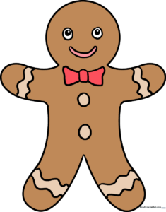 A colorful, finished illustration of a happy gingerbread man, perfect for holiday art projects.