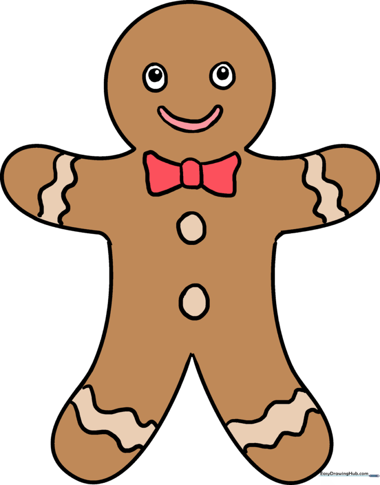A colorful, finished illustration of a happy gingerbread man, perfect for holiday art projects.
