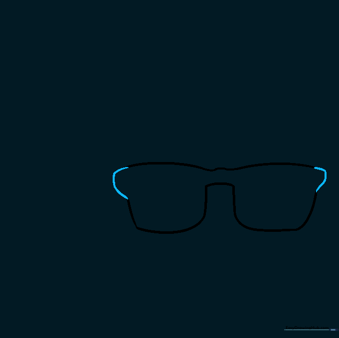 Glasses frame with C-shaped hinges added to the outer top corners.
