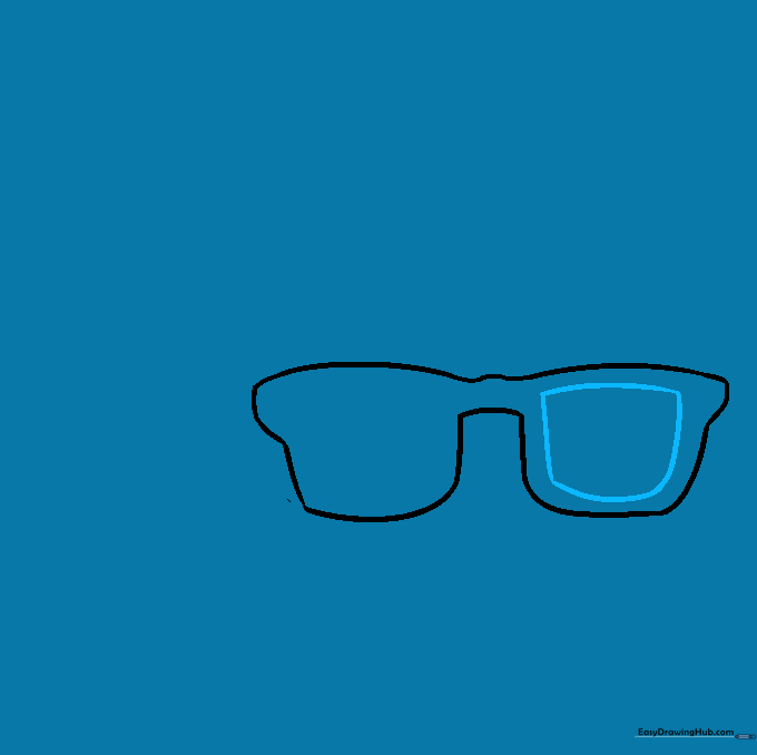 A smaller rectangle drawn inside the left lens to represent the frame thickness.