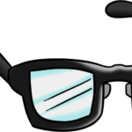 A colorful, finished drawing of stylish glasses, showcasing the final result of the tutorial.