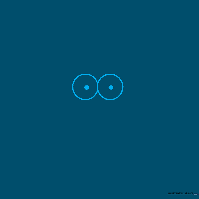 Two overlapping circles representing the gnome's eyes with pupils drawn in the center.