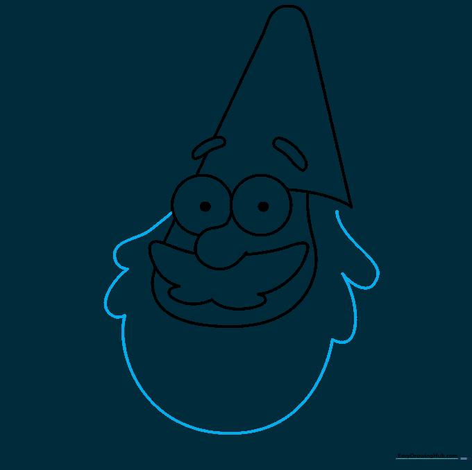 A long, wavy beard composed of connected curved lines.