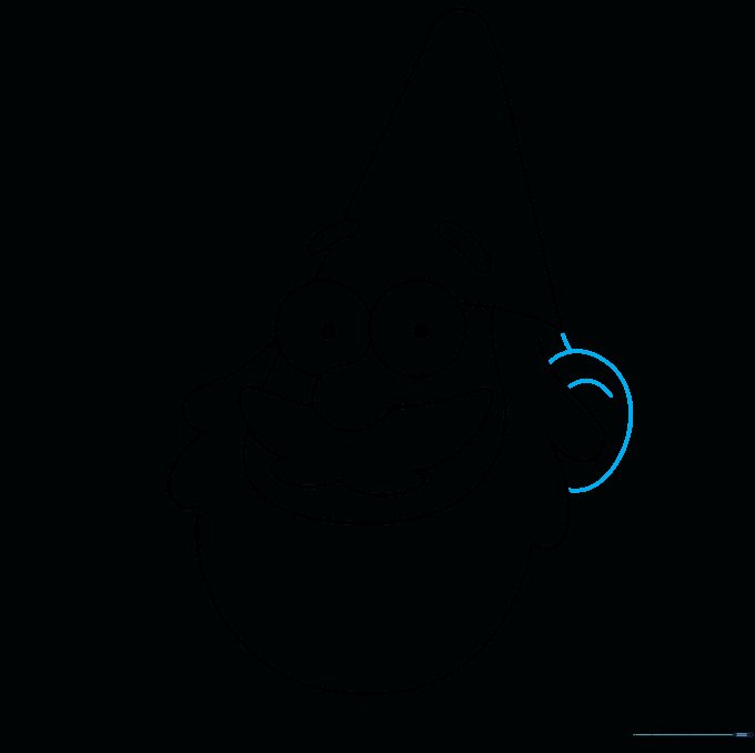 A detailed ear shape attached to the side of the gnome's head.