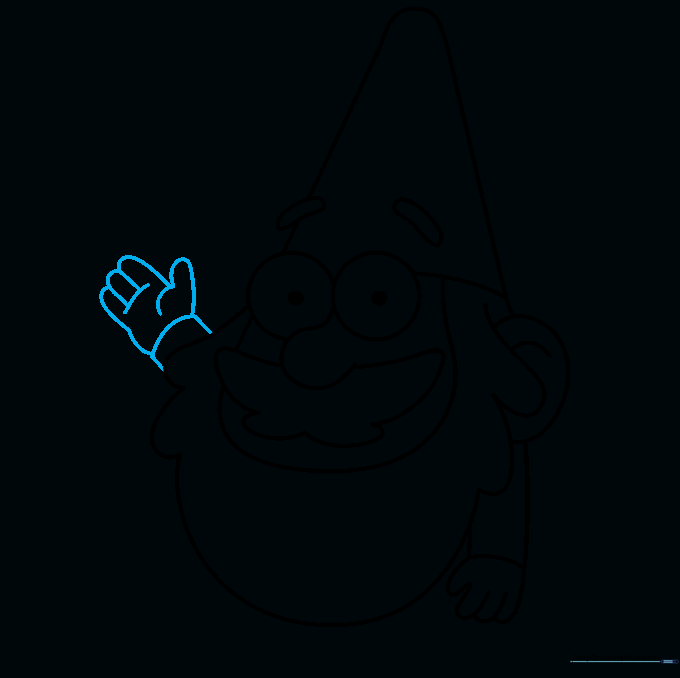 The second arm and hand added to the gnome's body.