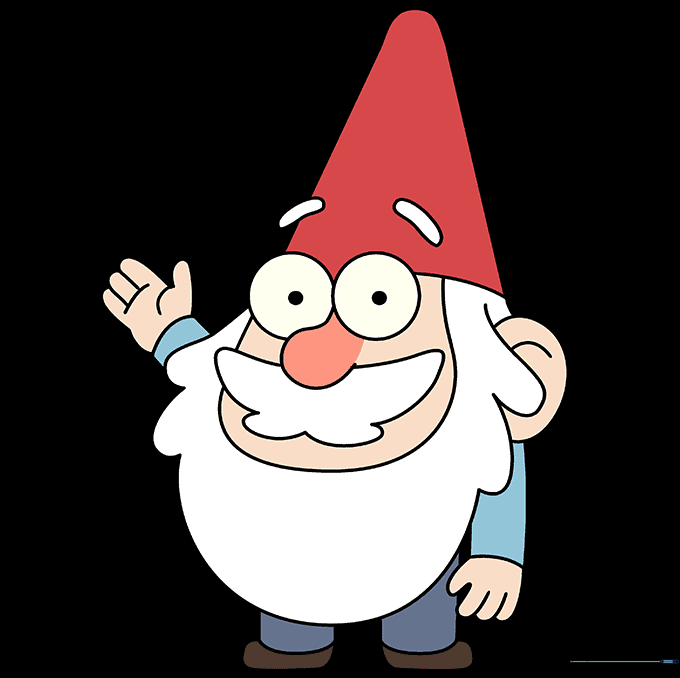 The fully colored and finished drawing of the Gravity Falls gnome.