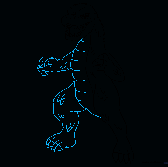 Godzilla's body showing the ribbed belly and additional scale details.