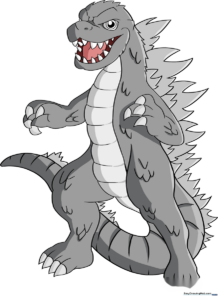 A vibrant, finished illustration of Godzilla standing in a powerful pose.