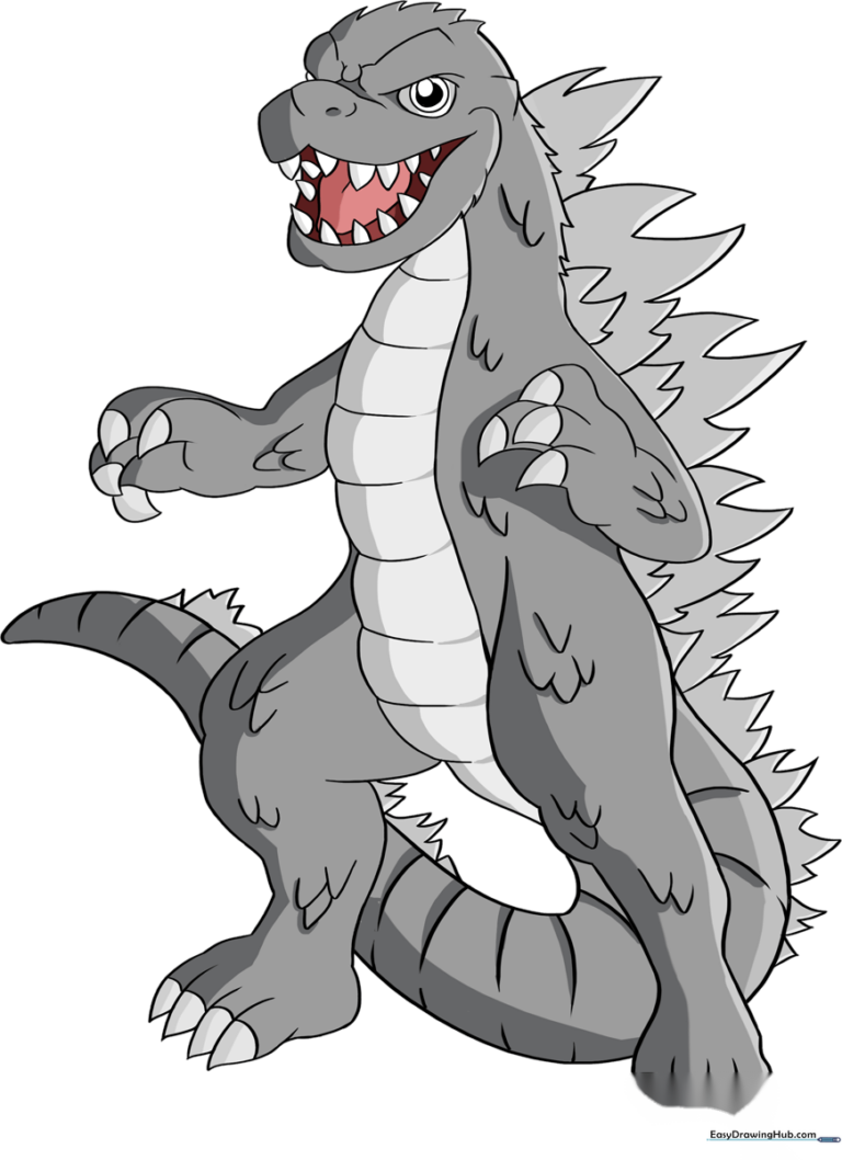 A vibrant, finished illustration of Godzilla standing in a powerful pose.