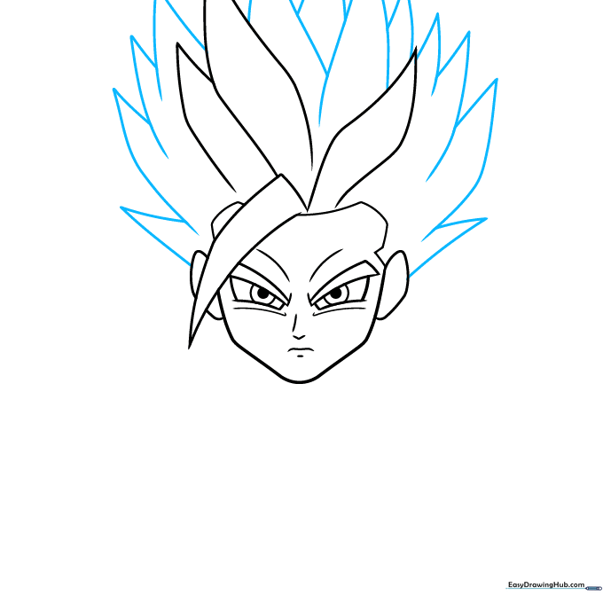 Detailing Gohan's signature spiky Super Saiyan hair.