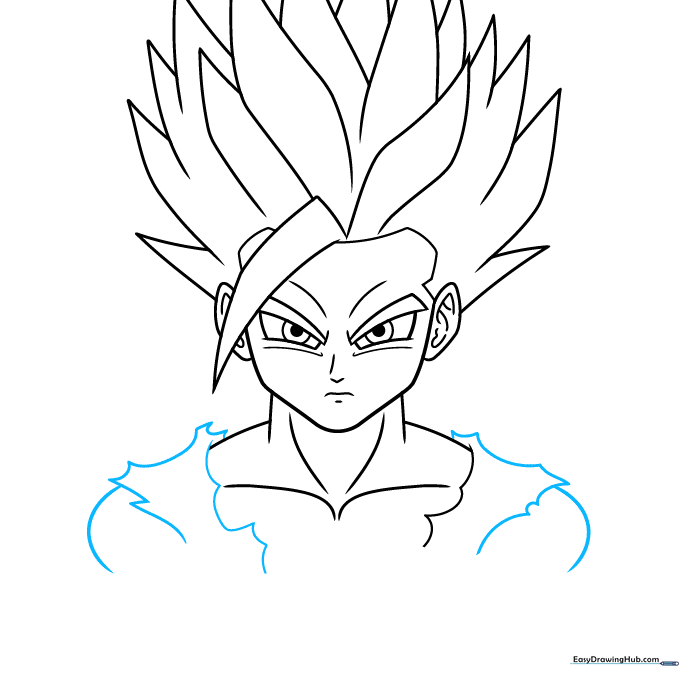 Adding battle-worn details to Gohan's gi shoulders.