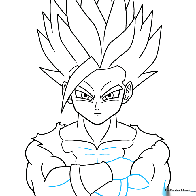 Finalizing the arm and hand details for Gohan.